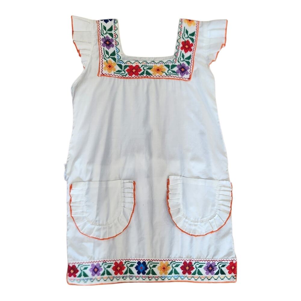 Vintage Embroidered Flower Tunic Dress, Est. XS